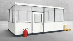 Aussenansicht für Hallenbüro 4-seitig 4,00 x 3,00 m System RS 45 von Becker Raumsysteme - Artikel HB4-4030