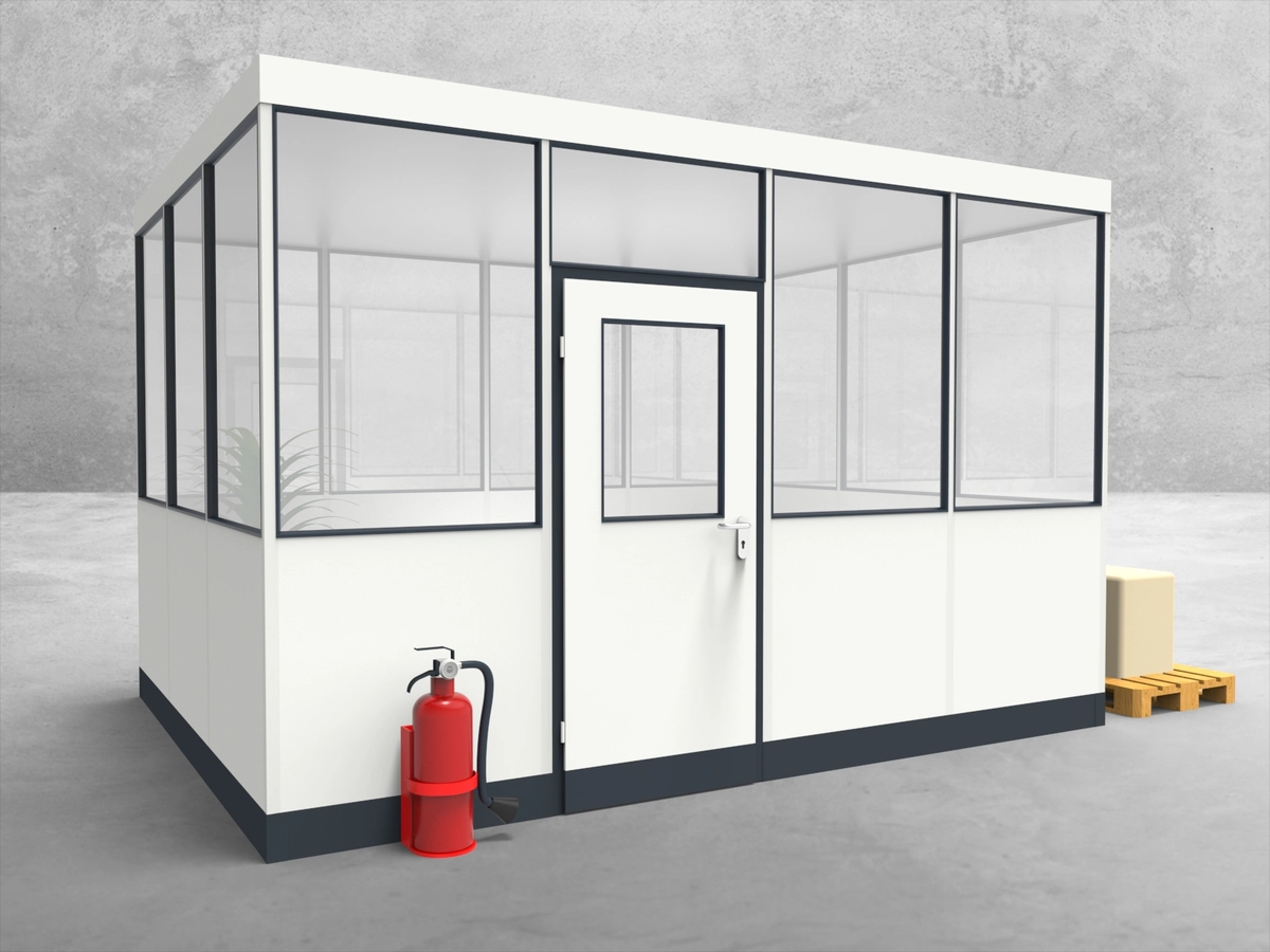 Aussenansicht für Hallenbüro 4-seitig 4,00 x 3,00 m System RS 45 von Becker Raumsysteme - Artikel HB4-4030