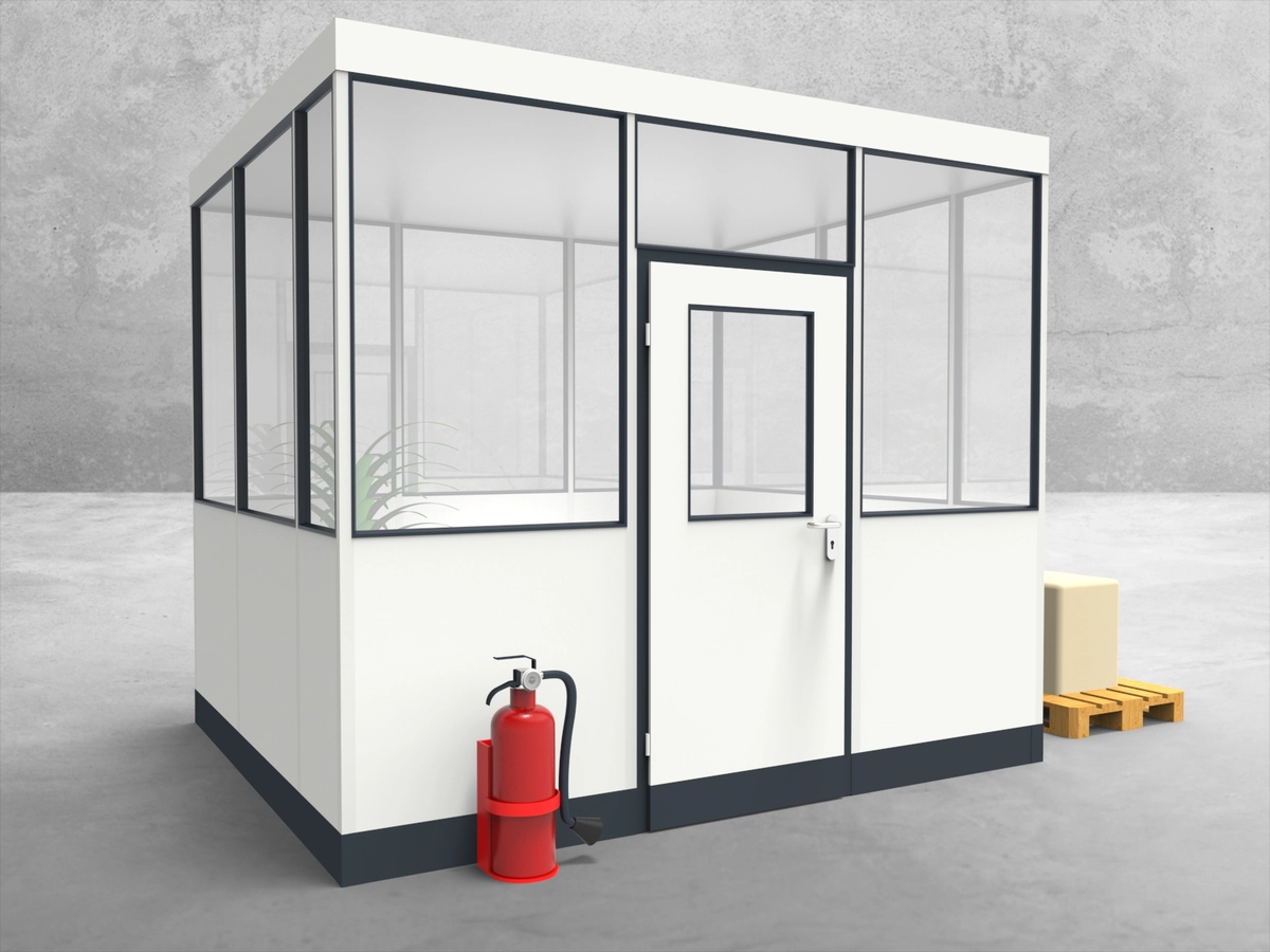 Aussenansicht für Hallenbüro 4-seitig 3,00 x 2,50 m System RS 45 von Becker Raumsysteme - Artikel HB4-3025