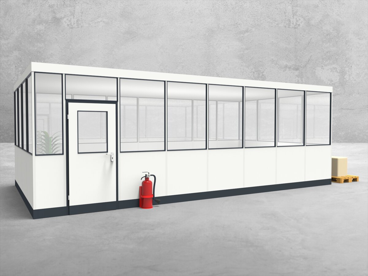 Aussenansicht für Hallenbüro 4-seitig 7,50 x 4,00 m System RS 45 von Becker Raumsysteme - Artikel HB4-7540