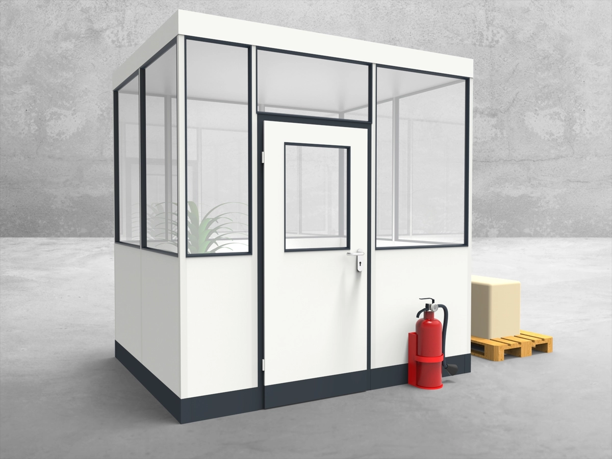 Aussenansicht für Hallenbüro 4-seitig 2,50 x 2,00 m System RS 45 von Becker Raumsysteme - Artikel HB4-2520