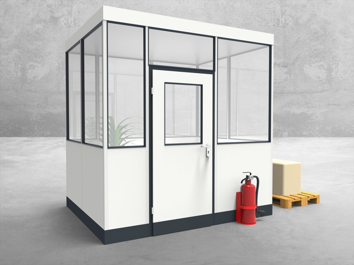 Aussenansicht für Hallenbüro 4-seitig 2,50 x 2,00 m System RS 45 von Becker Raumsysteme - Artikel HB4-2520