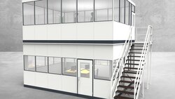 Hallenbüro als Doppelstock 4-seitig 6,00 x 4,50 m 27 m² (HD4-6045)