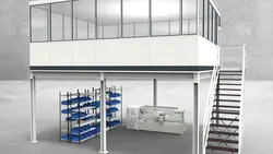 Hallenbüro auf Stahlbau 4-seitig 6,50 x 5,50 m 35,75 m² (HS4-6555)