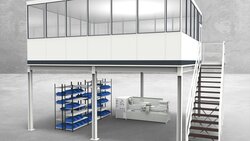 Hallenbüro auf Stahlbau 4-seitig 6,50 x 5,50 m 35,75 m² (HS4-6555)