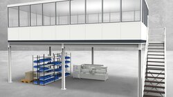 Hallenbüro auf Stahlbau 4-seitig 9,00 x 5,00 m 45 m² (HS4-9050)