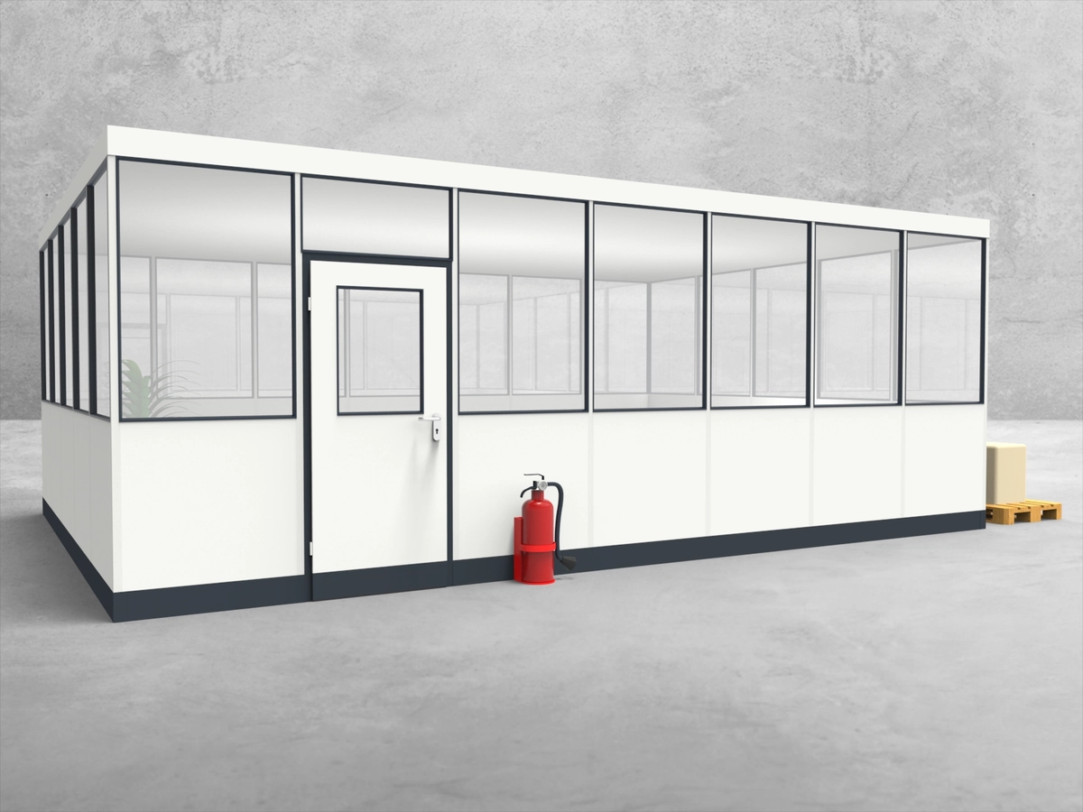 Zeichnung für Hallenbüro als Doppelstock 4-seitig 4,50 x 4,00 m System RS 45 von Becker Raumsysteme - Artikel HD4-4540