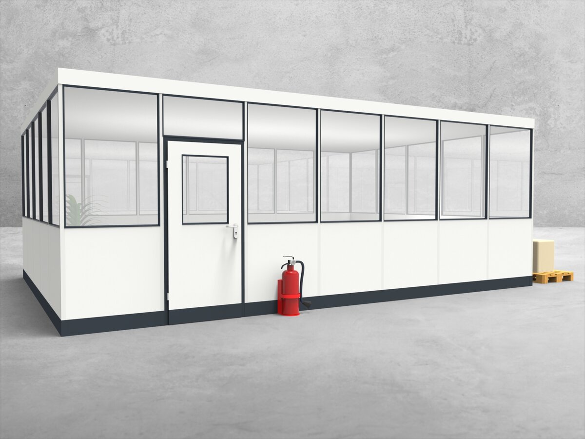 Zeichnung für Hallenbüro als Doppelstock 4-seitig 4,50 x 4,00 m System RS 45 von Becker Raumsysteme - Artikel HD4-4540