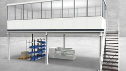 Hallenbüro auf Stahlbau 4-seitig 9,00 x 4,00 m 36 m² (HS4-9040)