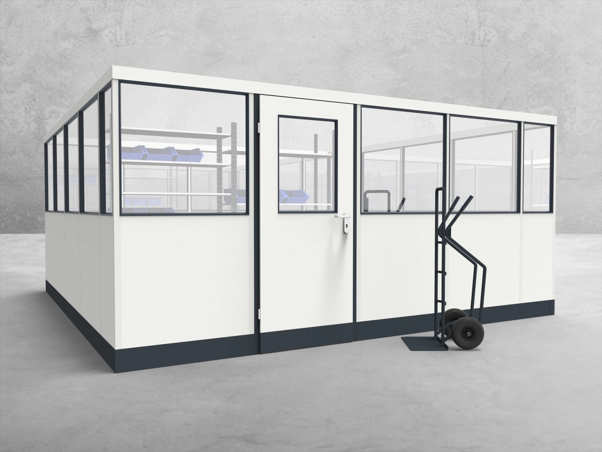Aussenansicht für Stellwand 4-seitig 4,50 x 4,50 m System RS 45 von Becker Raumsysteme - Artikel SW4-4545