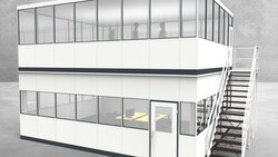Hallenbüro als Doppelstock 4-seitig 7,50 x 6,00 m 45 m² (HD4-7560)
