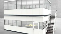 Hallenbüro als Doppelstock 4-seitig 7,50 x 6,00 m 45 m² (HD4-7560)