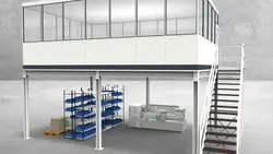 Hallenbüro auf Stahlbau 4-seitig 7,00 x 5,00 m 35 m² (HS4-7050)