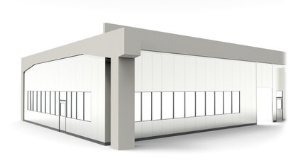 Trennwandsysteme modular errichtet in einer Industriehalle Trennwandsysteme aus vorgefertigten Bauteilen für Industrielösungen