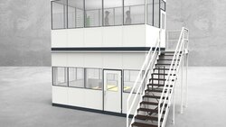 Hallenbüro als Doppelstock 4-seitig 5,00 x 3,00 m 15 m² (HD4-5030)