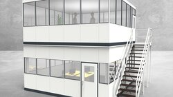 Hallenbüro als Doppelstock 4-seitig 5,50 x 5,50 m 30,25 m² (HD4-5555)