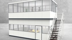 Hallenbüro als Doppelstock 4-seitig 7,00 x 4,00 m - Aussenansicht (HD4-7040) Aussenansicht für Hallenbüro als Doppelstock 4-seitig 7,00 x 4,00 m System RS 45 von Becker Raumsysteme - Artikel HD4-7040