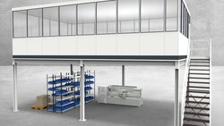 Hallenbüro auf Stahlbau 4-seitig 8,50 x 5,50 m 46,75 m² (HS4-8555)