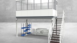 Hallenbüro auf Stahlbau 4-seitig 5,50 x 3,00 m 16,5 m² (HS4-5530)