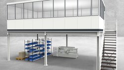 Hallenbüro auf Stahlbau 4-seitig 8,50 x 5,00 m 42,5 m² (HS4-8550)