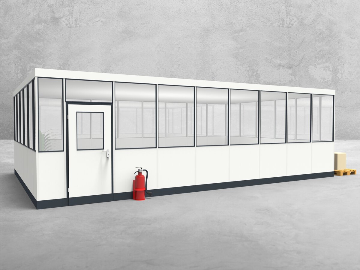 Aussenansicht für Hallenbüro 4-seitig 8,50 x 5,50 m System RS 45 von Becker Raumsysteme - Artikel HB4-8555