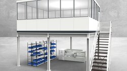 Hallenbüro auf Stahlbau 4-seitig 6,00 x 5,00 m 30 m² (HS4-6050)