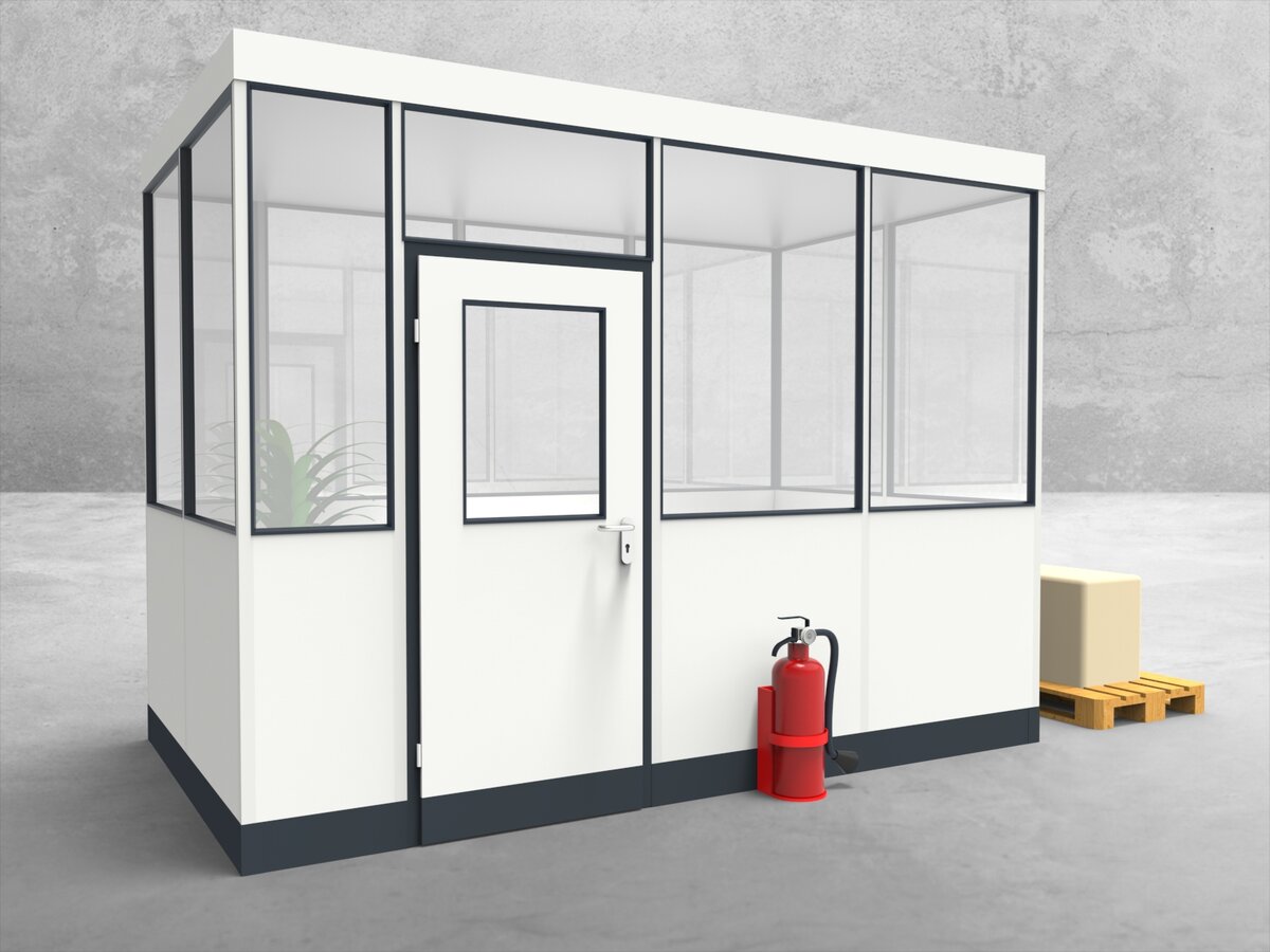 Aussenansicht für Hallenbüro 4-seitig 3,50 x 2,00 m System RS 45 von Becker Raumsysteme - Artikel HB4-3520