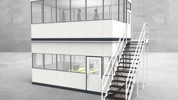Hallenbüro als Doppelstock 4-seitig 5,50 x 3,50 m 19,25 m² (HD4-5535)