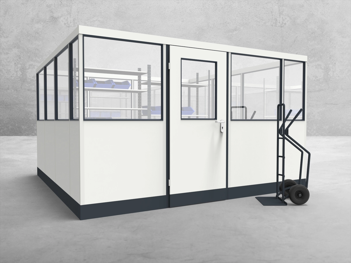 Aussenansicht für Stellwand 4-seitig 3,50 x 3,50 m System RS 45 von Becker Raumsysteme - Artikel SW4-3535