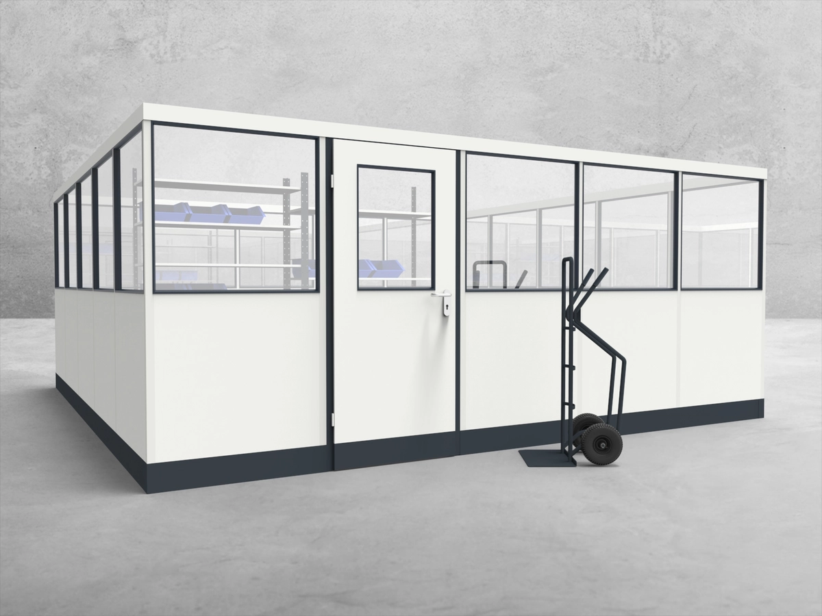 Aussenansicht für Stellwand 4-seitig 5,00 x 5,00 m System RS 45 von Becker Raumsysteme - Artikel SW4-5050