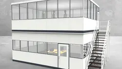 Hallenbüro als Doppelstock 4-seitig 7,00 x 5,50 m 38,5 m² (HD4-7055)