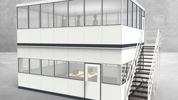 Hallenbüro als Doppelstock 4-seitig 7,00 x 5,50 m 38,5 m² (HD4-7055)