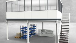 Hallenbüro auf Stahlbau 4-seitig 7,00 x 5,50 m 38,5 m² (HS4-7055)