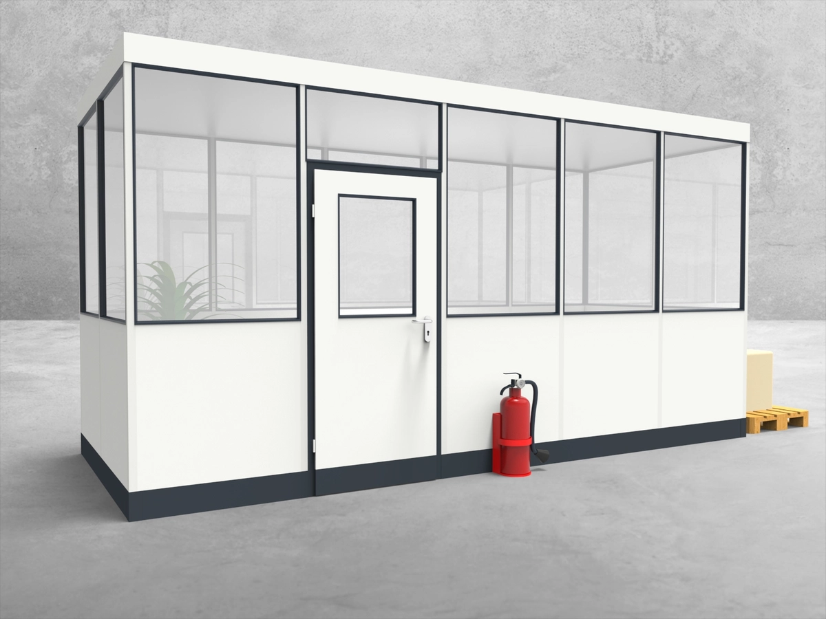 Aussenansicht für Hallenbüro 4-seitig 5,00 x 2,00 m System RS 45 von Becker Raumsysteme - Artikel HB4-5020