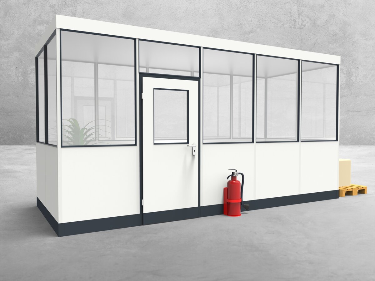 Aussenansicht für Hallenbüro 4-seitig 5,00 x 2,00 m System RS 45 von Becker Raumsysteme - Artikel HB4-5020