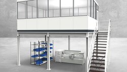 Hallenbüro auf Stahlbau 4-seitig 6,00 x 4,50 m 27 m² (HS4-6045)