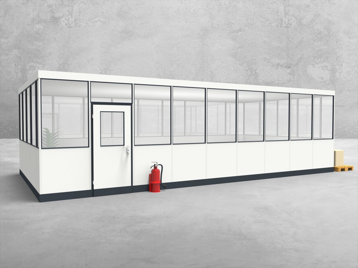 Aussenansicht für Hallenbüro 4-seitig 9,00 x 4,50 m System RS 45 von Becker Raumsysteme - Artikel HB4-9045