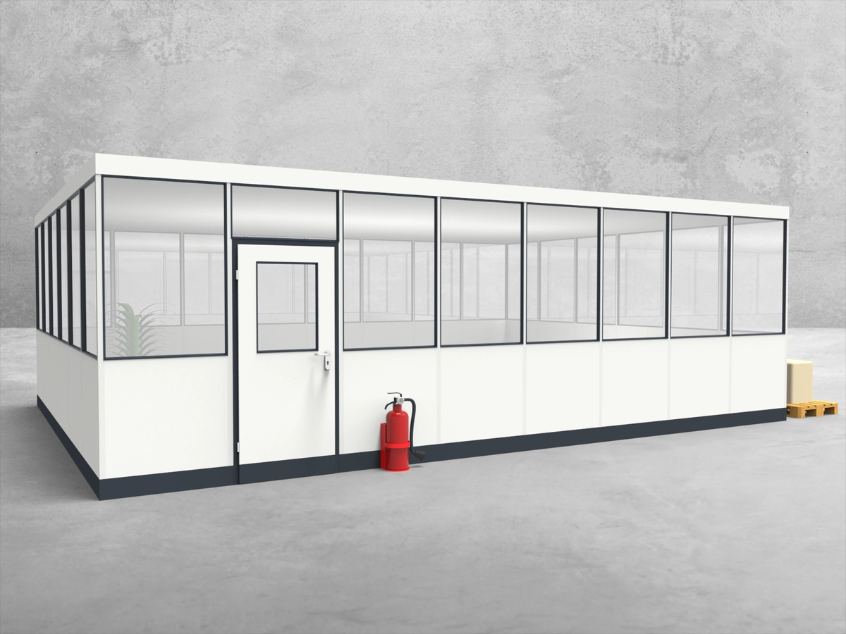 Aussenansicht für Hallenbüro 4-seitig 8,00 x 6,00 m System RS 45 von Becker Raumsysteme - Artikel HB4-8060