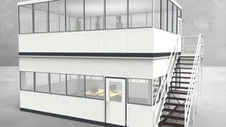 Hallenbüro als Doppelstock 4-seitig 7,00 x 5,00 m 35 m² (HD4-7050)