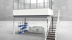 Hallenbüro auf Stahlbau 4-seitig 5,50 x 3,50 m 19,25 m² (HS4-5535)