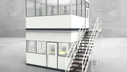 Hallenbüro als Doppelstock 4-seitig 4,00 x 4,00 m 16 m² (HD4-4040)