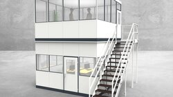 Hallenbüro als Doppelstock 4-seitig 4,00 x 4,00 m 16 m² (HD4-4040)