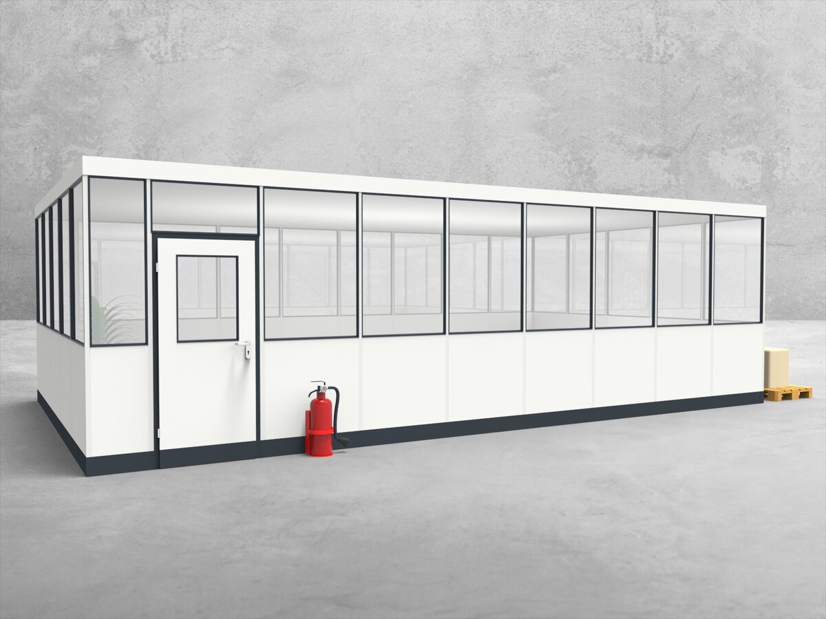 Aussenansicht für Hallenbüro 4-seitig 8,50 x 5,00 m System RS 45 von Becker Raumsysteme - Artikel HB4-8550