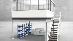 Hallenbüro auf Stahlbau 4-seitig 5,00 x 5,00 m 25 m² (HS4-5050)