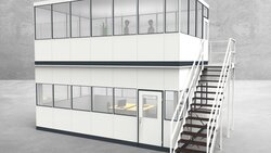 Hallenbüro als Doppelstock 4-seitig 6,50 x 4,00 m 26 m² (HD4-6540)
