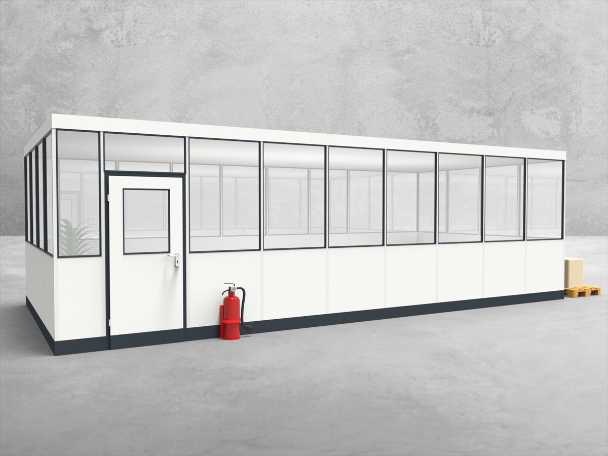 Aussenansicht für Hallenbüro 4-seitig 8,50 x 4,00 m System RS 45 von Becker Raumsysteme - Artikel HB4-8540