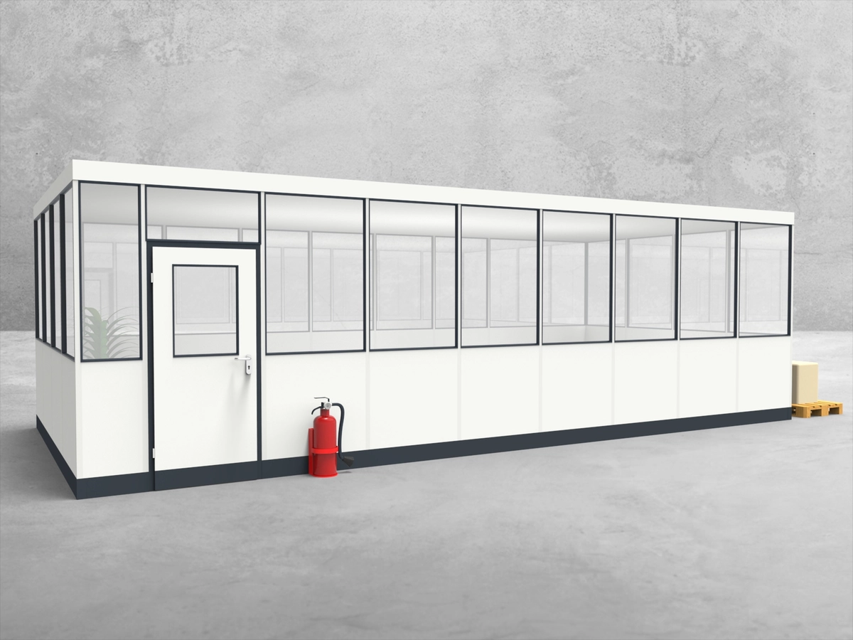 Aussenansicht für Hallenbüro 4-seitig 8,50 x 4,00 m System RS 45 von Becker Raumsysteme - Artikel HB4-8540