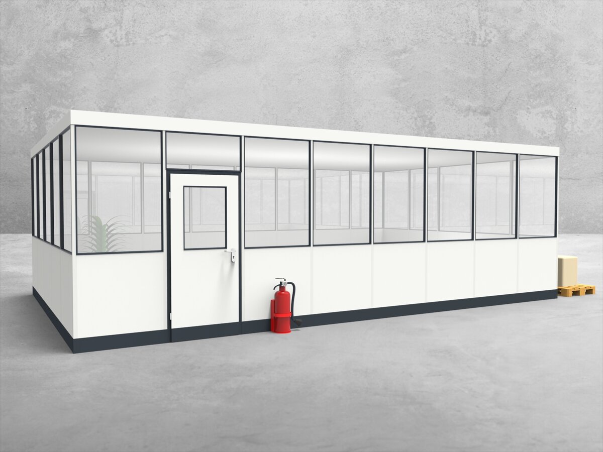 Aussenansicht für Hallenbüro 4-seitig 8,00 x 5,00 m System RS 45 von Becker Raumsysteme - Artikel HB4-8050