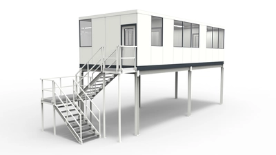 Hallenbüro auf Bühne für industrielle Anforderungen Lagerbüro auf Bühne aus vorgefertigten Bauteilen für Industrielösungen