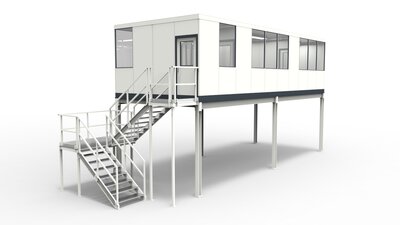 Hallenbüro auf Bühne für industrielle Anforderungen Lagerbüro auf Bühne aus vorgefertigten Bauteilen für Industrielösungen